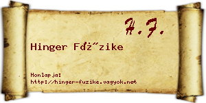 Hinger Füzike névjegykártya